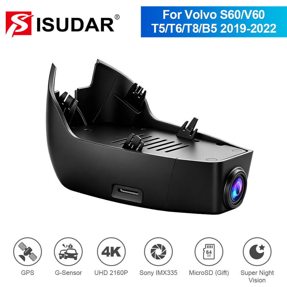 ISUDAR 2026 OEM Dash Cam | 4K UHD | Sony Sensor | WiFi App | For Volvo S60/V60/T5/T6/T8/B5 2019-2022