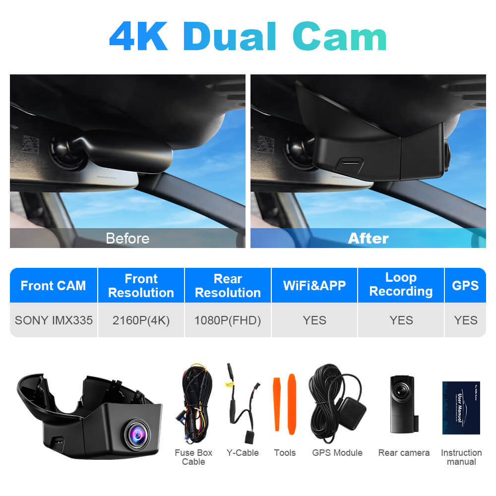 ISUDAR 2026 OEM Dash Cam | 4K UHD | Sony Sensor | WiFi App | For Volvo V40 2013-2019