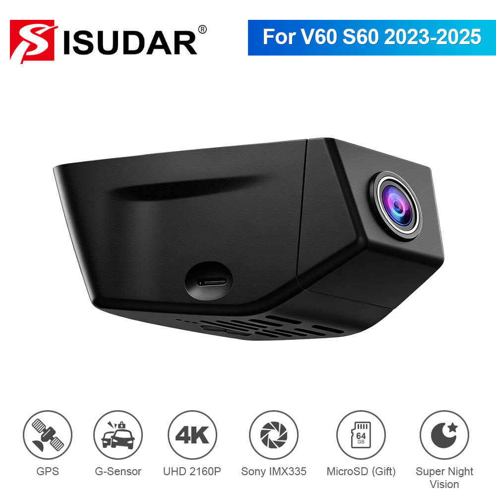 ISUDAR 2026 OEM Dash Cam | 4K UHD | Sony Sensor | WiFi App | For Volvo V60 S60 2023-2025