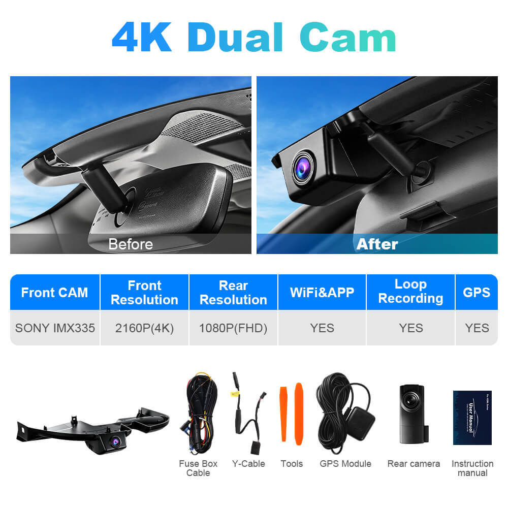 ISUDAR 2026 OEM Dash Cam | 4K UHD | Sony Sensor | WiFi App | For Ford Mustang Mach-E 2021-2025