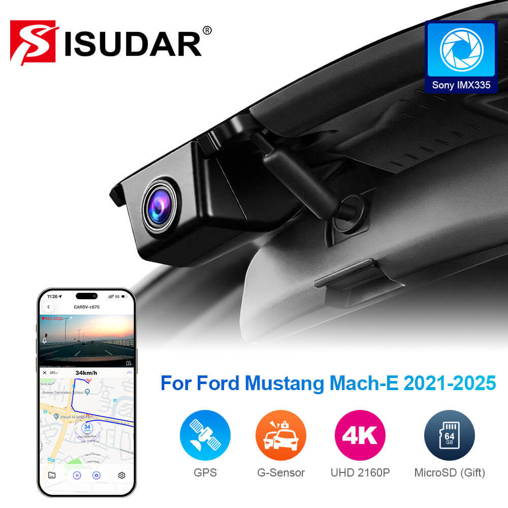 ISUDAR 2026 OEM Dash Cam | 4K UHD | Sony Sensor | WiFi App | For Ford Mustang Mach-E 2021-2025