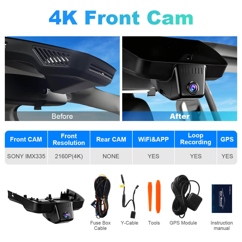ISUDAR 2026 OEM Dash Cam | 4K UHD | Sony Sensor | WiFi App | For Ford Ranger 2024-2026 XL XLT Lariat Raptor