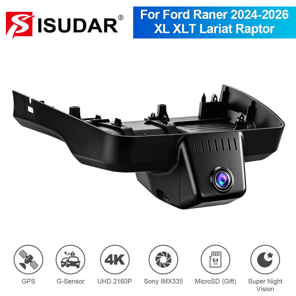 ISUDAR 2026 OEM Dash Cam | 4K UHD | Sony Sensor | WiFi App | For Ford Ranger 2024-2026 XL XLT Lariat Raptor