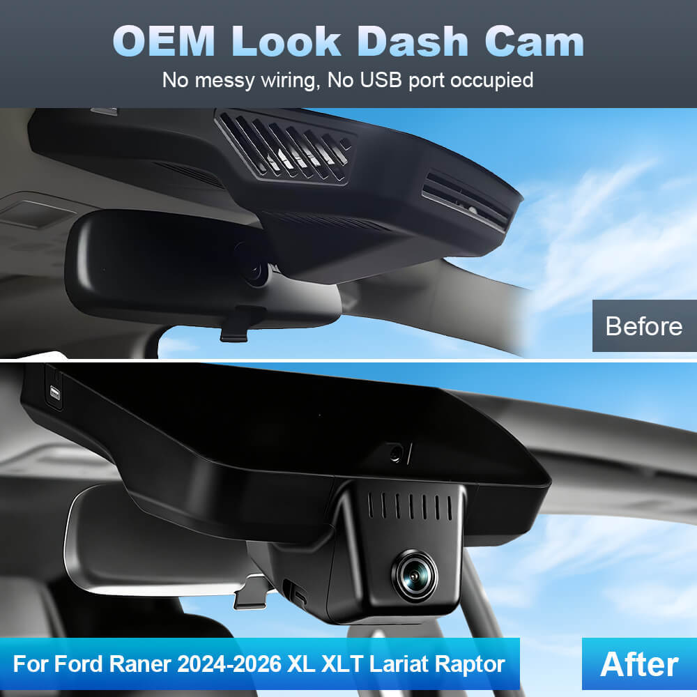 ISUDAR 2026 OEM Dash Cam | 4K UHD | Sony Sensor | WiFi App | For Ford Ranger 2024-2026 XL XLT Lariat Raptor