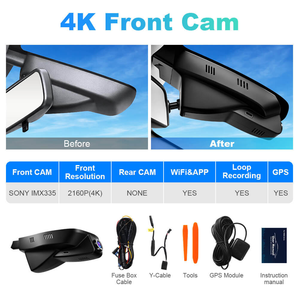 ISUDAR 2026 OEM Dash Cam | 4K UHD | Sony Sensor | WiFi App | For Peugeot 2008/208 HDI GT GTi Allure CC II R2 R5 2016-2017