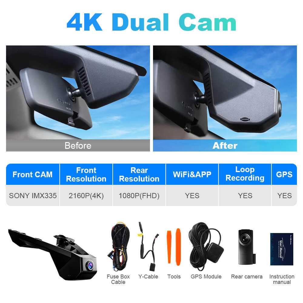 ISUDAR 2026 OEM Dash Cam | 4K UHD | Sony Sensor | WiFi App |  For Peugeot 3008 4008 5008 DS5 DS5LS DS6 DS7 Citroen C2 C3 C4 C5 C6 2017-2022