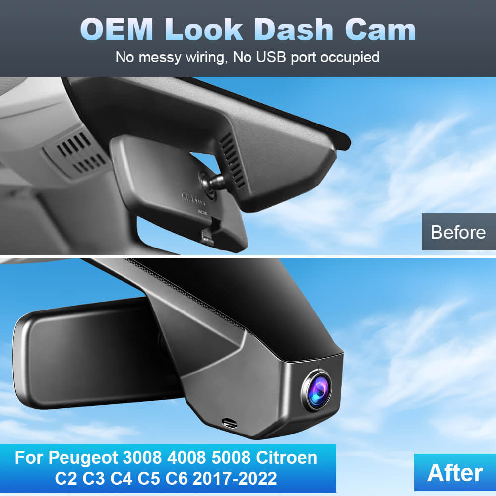ISUDAR 2026 OEM Dash Cam | 4K UHD | Sony Sensor | WiFi App |  For Peugeot 3008 4008 5008 DS5 DS5LS DS6 DS7 Citroen C2 C3 C4 C5 C6 2017-2022