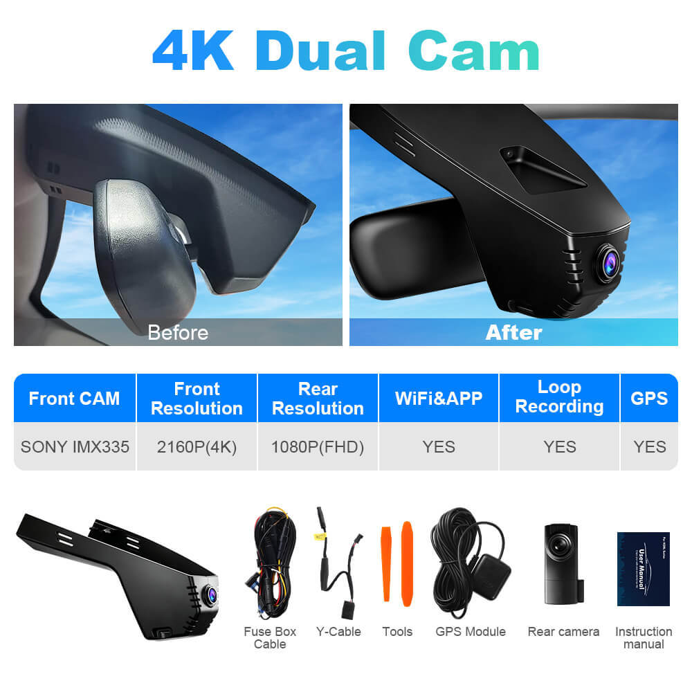 ISUDAR 2026 OEM Dash Cam | 4K UHD | Sony Sensor | WiFi App | For Peugeot 508 PSE SW Sport Engineered 508SW Berline 2019-2022