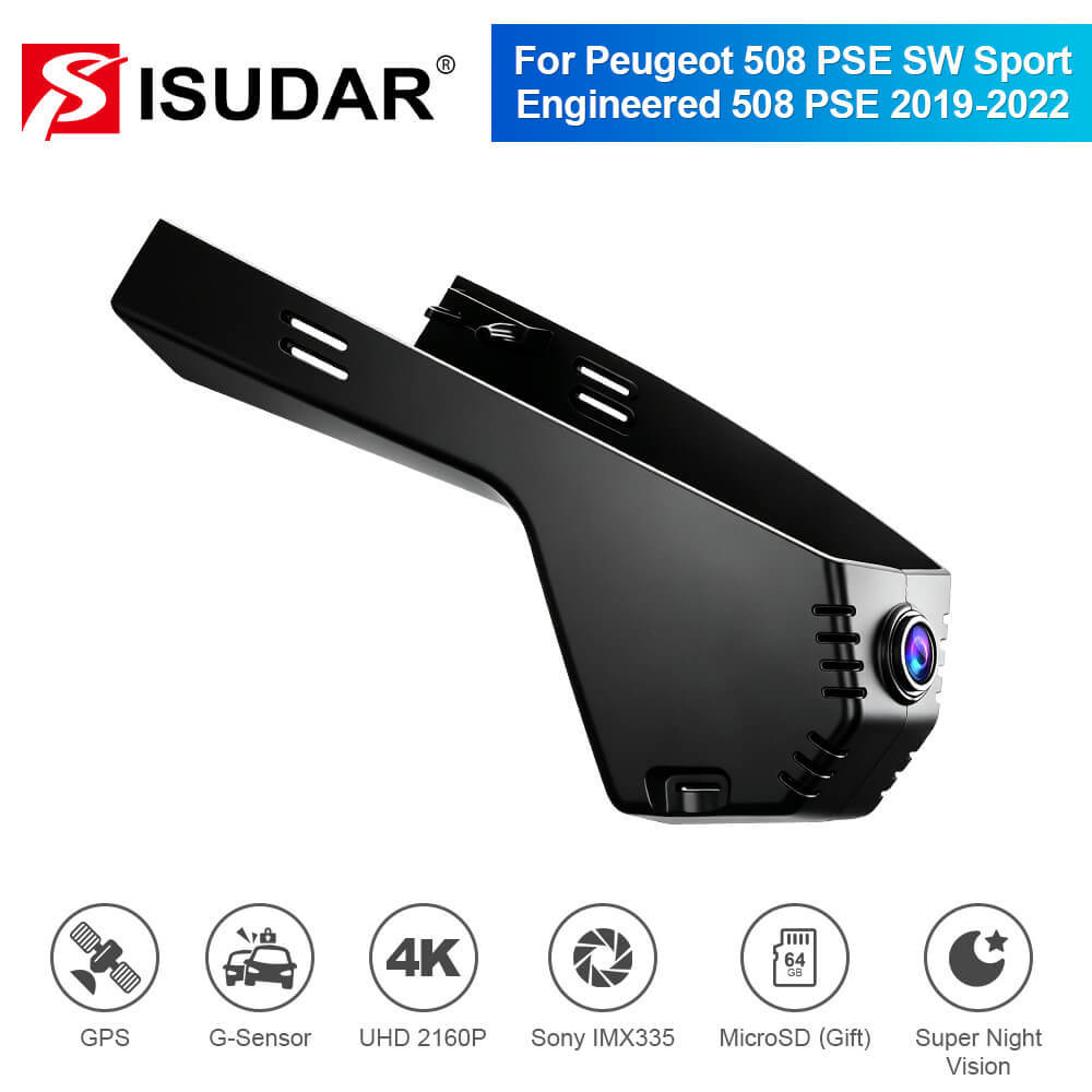 ISUDAR 2026 OEM Dash Cam | 4K UHD | Sony Sensor | WiFi App | For Peugeot 508 PSE SW Sport Engineered 508SW Berline 2019-2022