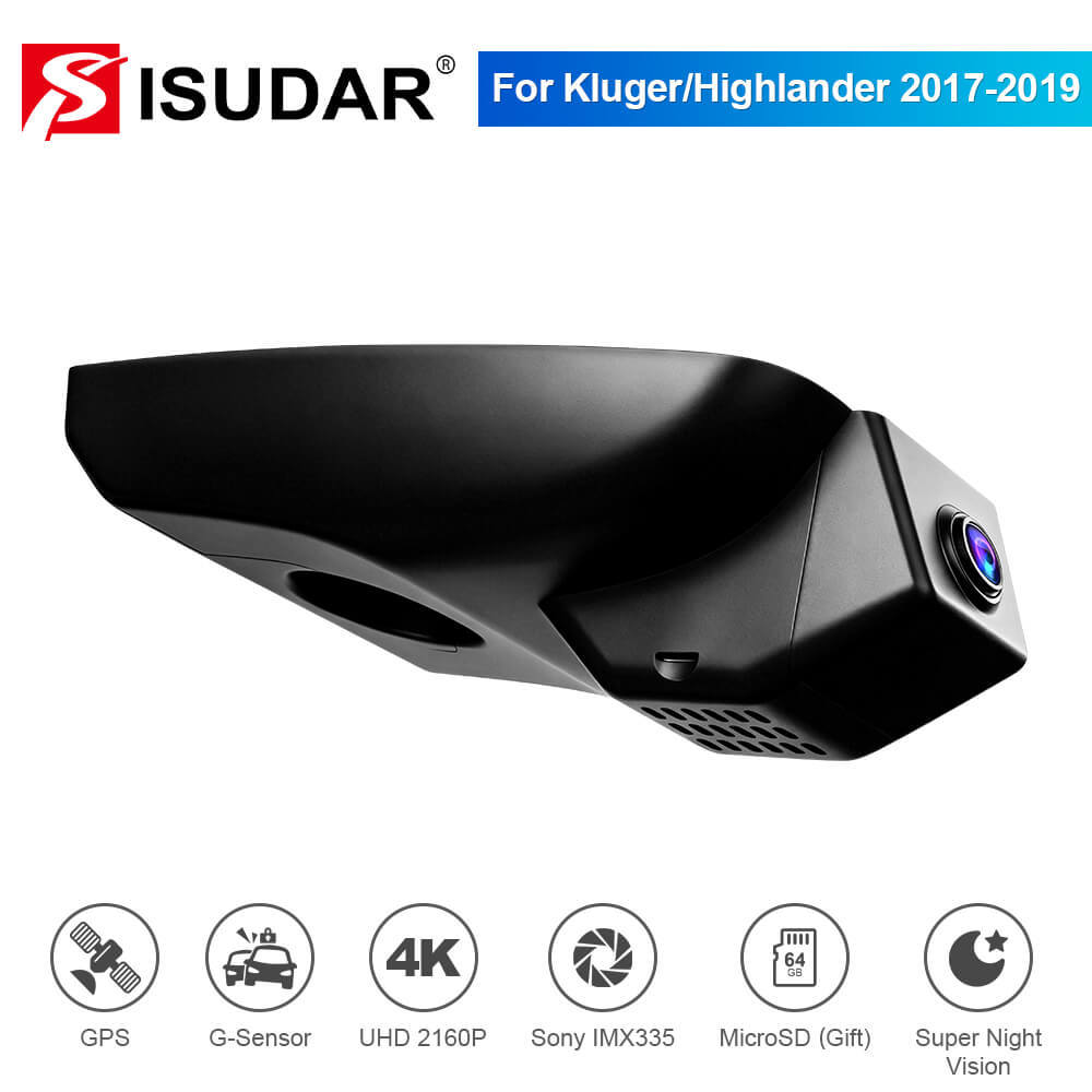 ISUDAR 2026 OEM Dash Cam | 4K UHD | Sony Sensor | WiFi App | For Kluger/Highlander 2017-2019 LE Limited L XLE Platinum Hybrid (Gen3)