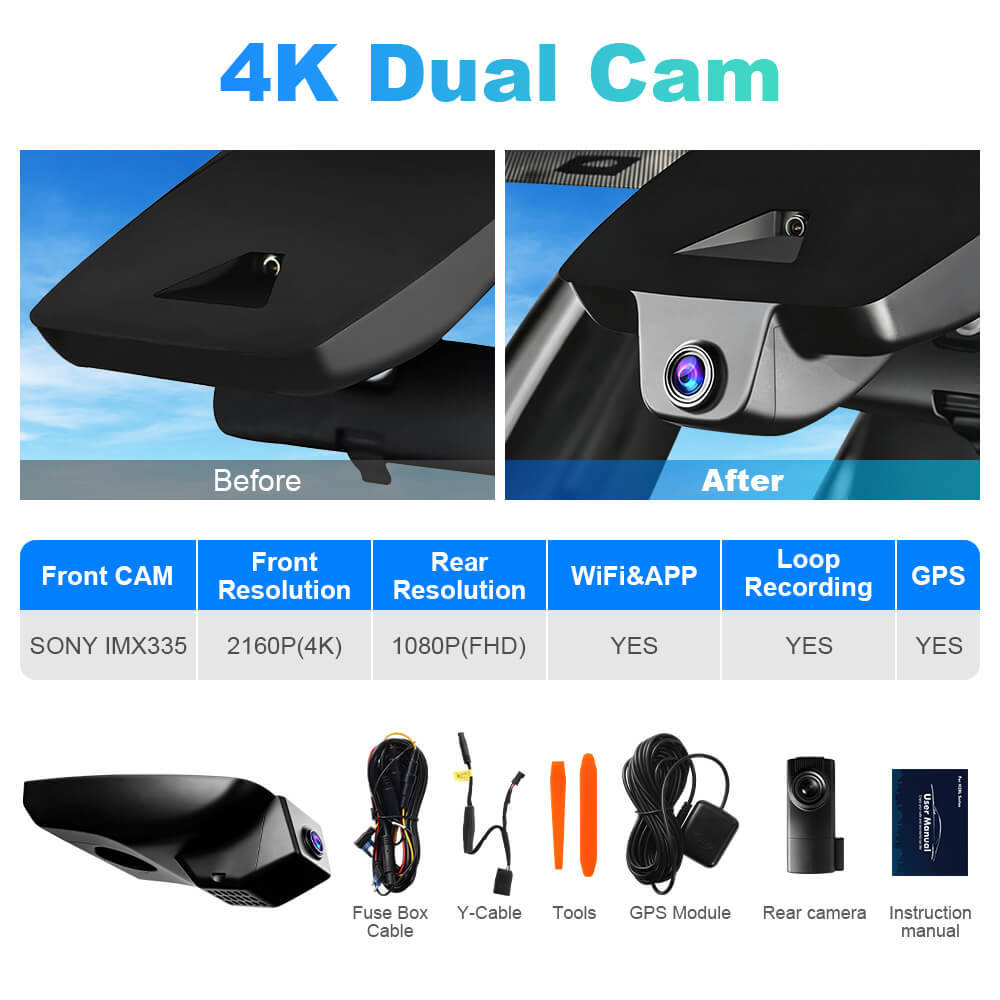 ISUDAR 2026 OEM Dash Cam | 4K UHD | Sony Sensor | WiFi App | For Kluger/Highlander 2017-2019 LE Limited L XLE Platinum Hybrid (Gen3)