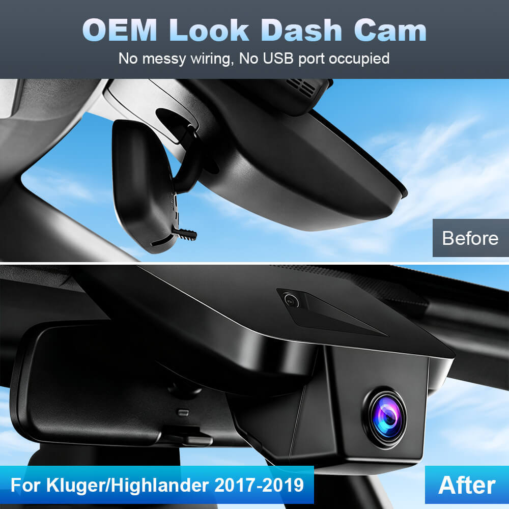 ISUDAR 2026 OEM Dash Cam | 4K UHD | Sony Sensor | WiFi App | For Kluger/Highlander 2017-2019 LE Limited L XLE Platinum Hybrid (Gen3)