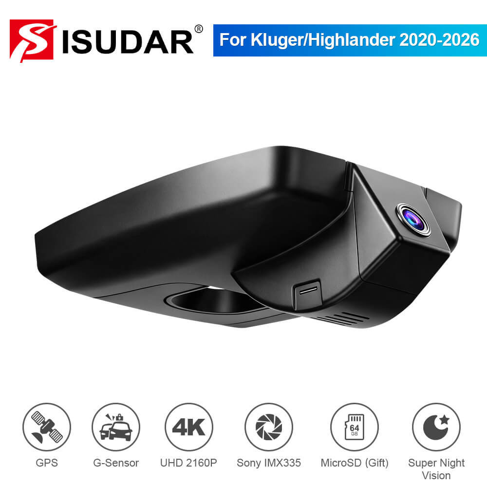 ISUDAR 2026 OEM Dash Cam | 4K UHD | Sony Sensor | WiFi App | For Kluger/Highlander 2020-2026 LE Limited LXLE XSE Platinum UX70 (Gen4)