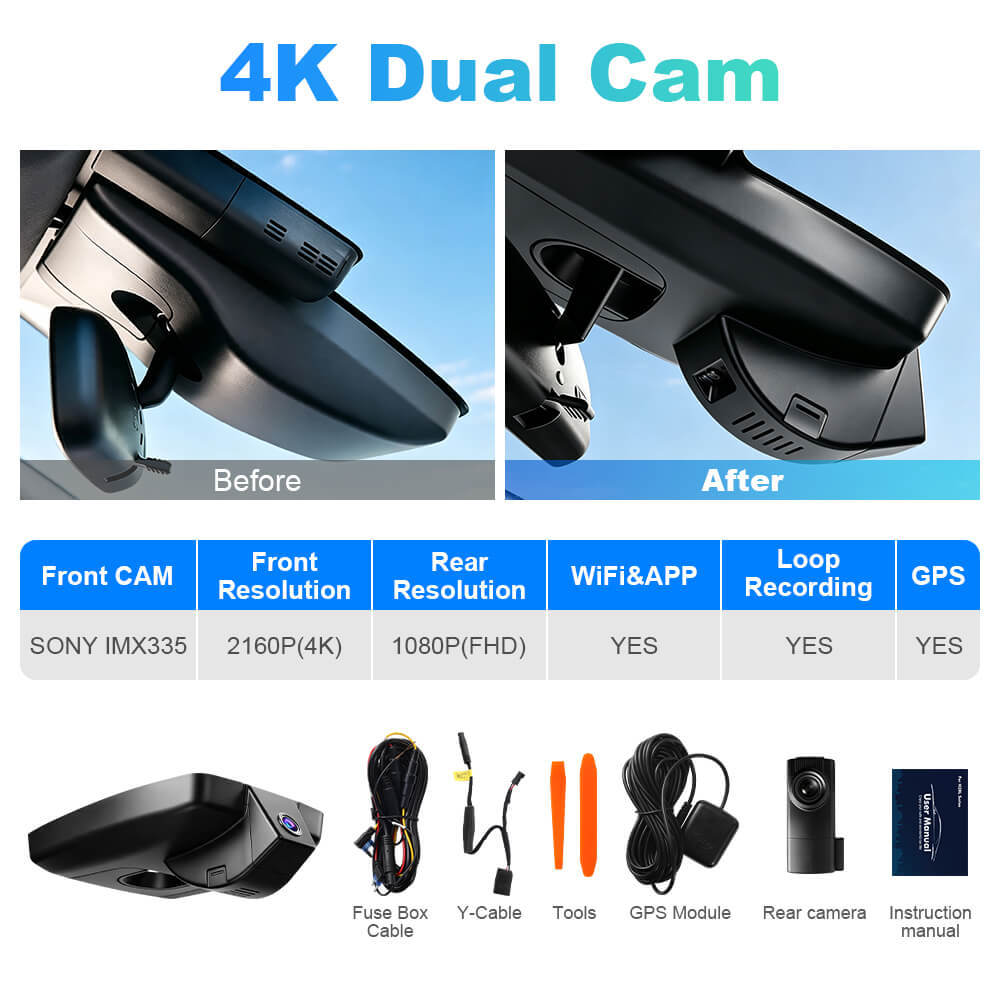 ISUDAR 2026 OEM Dash Cam | 4K UHD | Sony Sensor | WiFi App | For Kluger/Highlander 2020-2026 LE Limited LXLE XSE Platinum UX70 (Gen4)