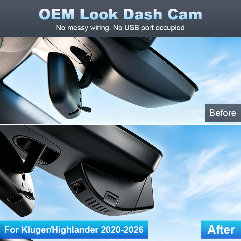 ISUDAR 2026 OEM Dash Cam | 4K UHD | Sony Sensor | WiFi App | For Kluger/Highlander 2020-2026 LE Limited LXLE XSE Platinum UX70 (Gen4)