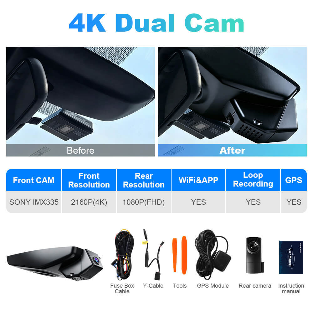 ISUDAR 2026 OEM Dash Cam | 4K UHD | Sony Sensor | WiFi App | For RAV4 2019-2021 Hybrid Prime & RAV4Prime 2021-2024 (Without Vent Hole)