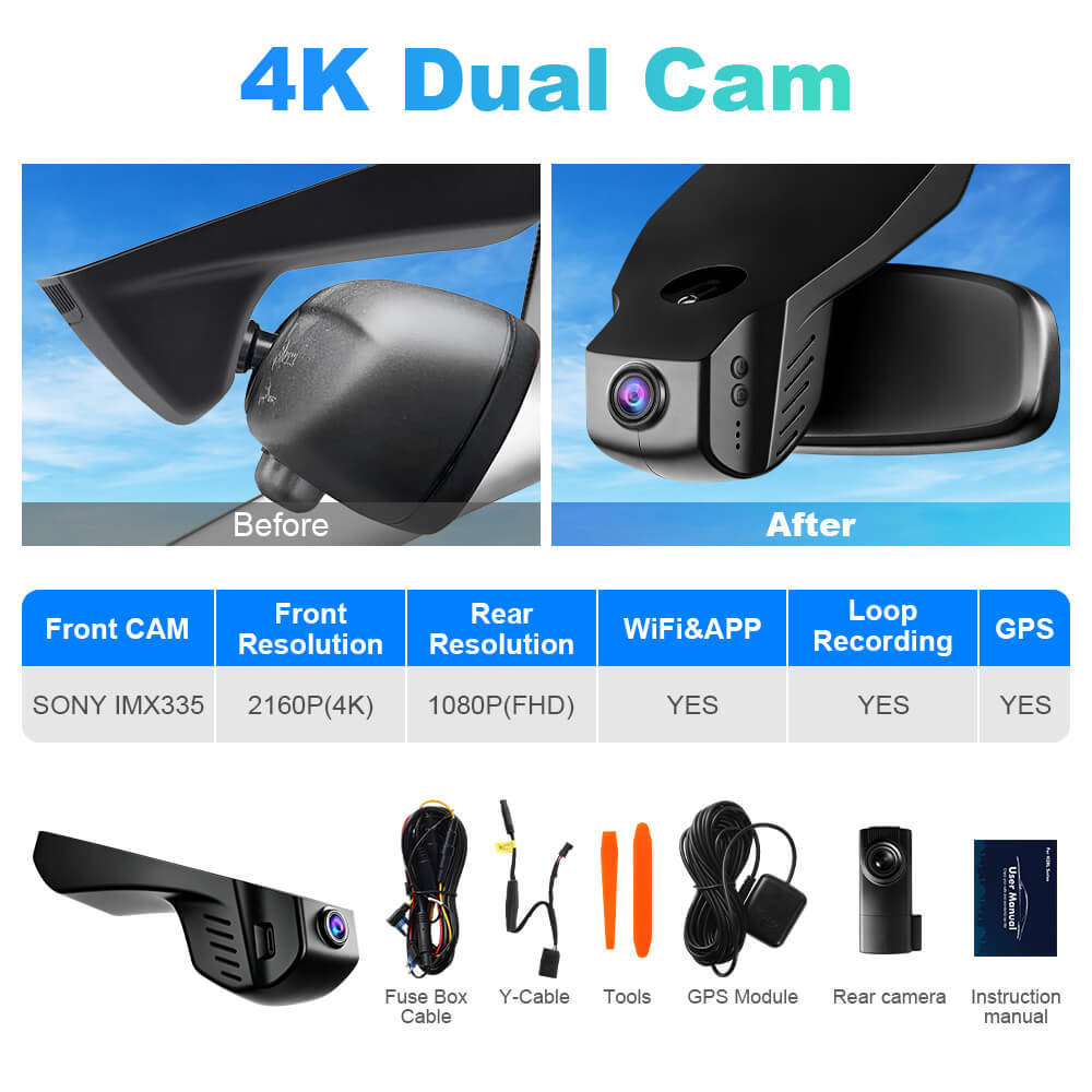 ISUDAR 2026 OEM Dash Cam | 4K UHD | Sony Sensor | WiFi App | For BMW 1 series/2 series /3 series /4series /5 series/6 series(curved-angled)