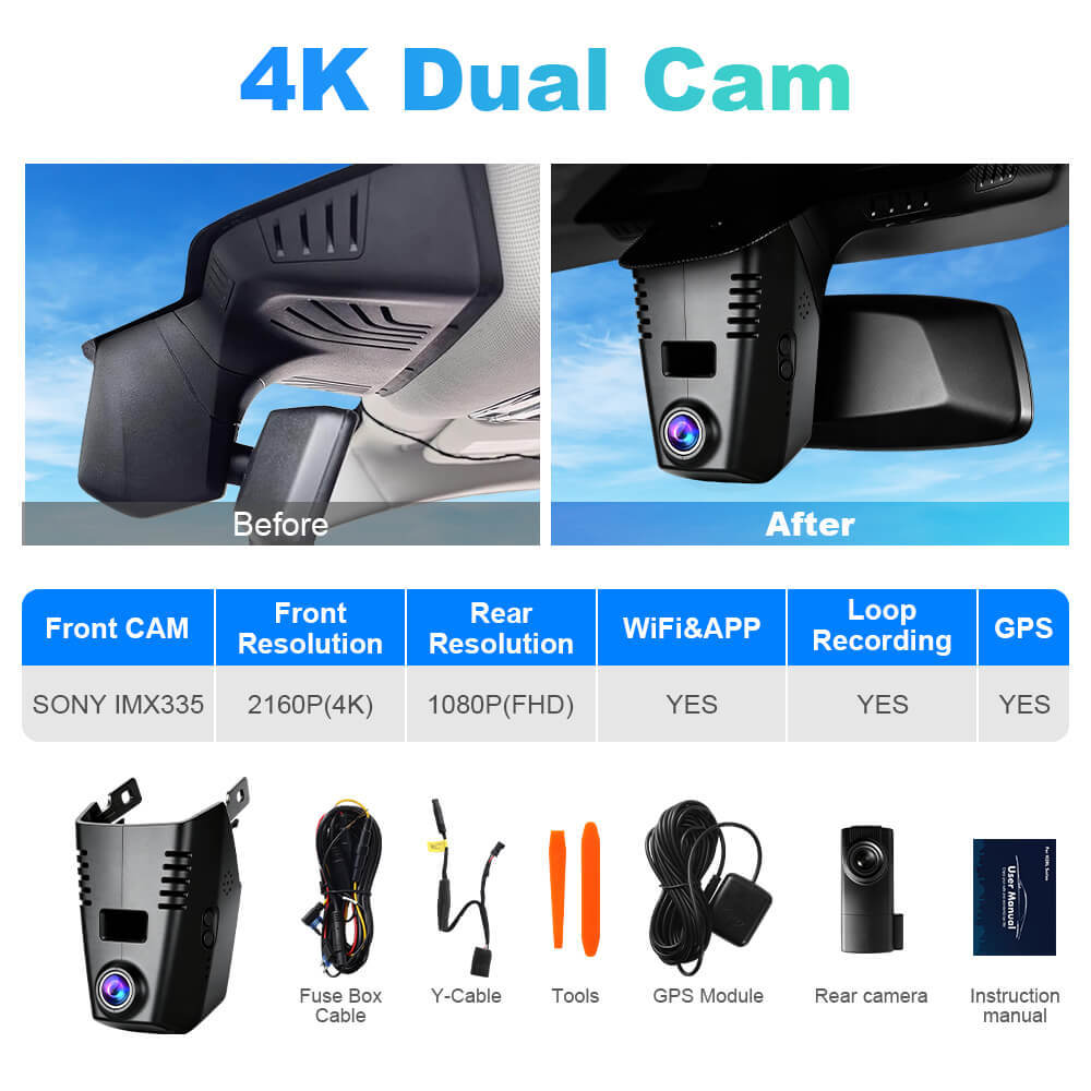 ISUDAR 2026 OEM Dash Cam | 4K UHD | Sony Sensor | WiFi App | For BMW G30 G31 G38 G11 G12 G32 M5 F90 2017-2023; 5/6/7 series 530i 540i 520i 520d 530d 540d With Probe