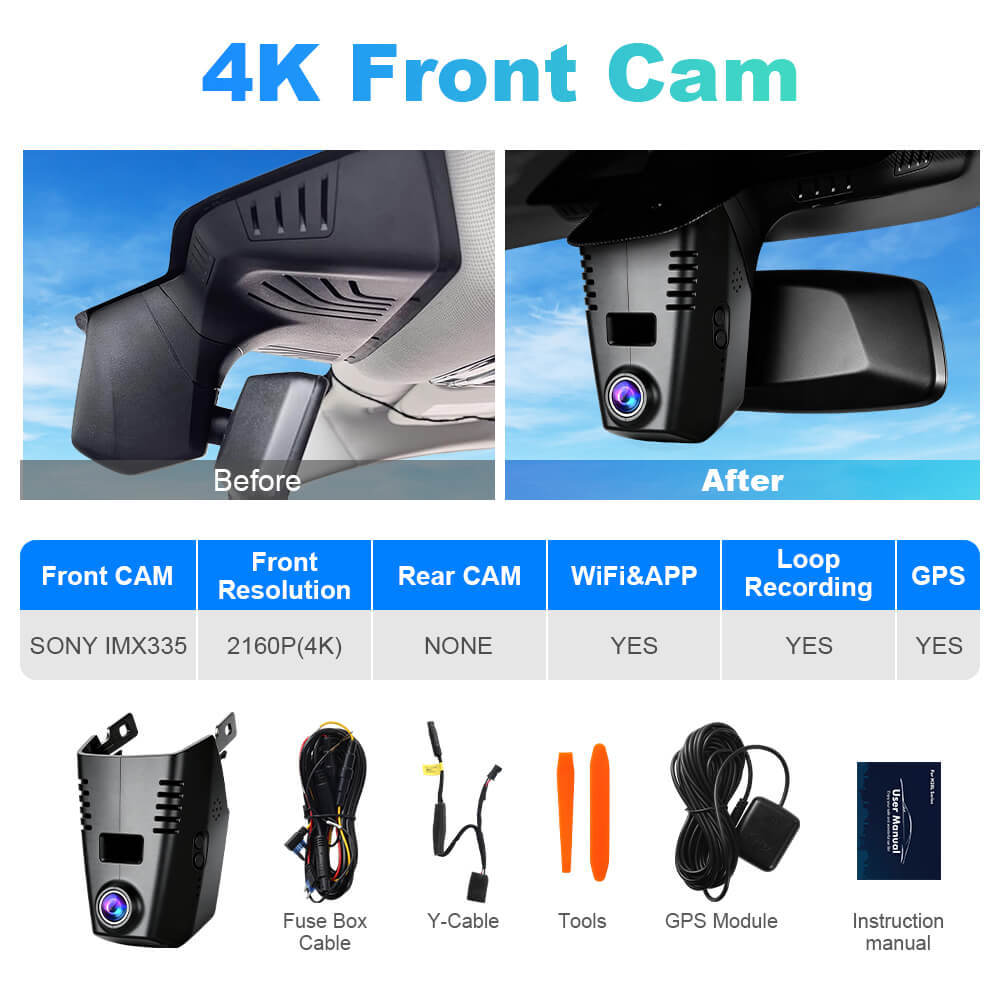 ISUDAR 2026 OEM Dash Cam | 4K UHD | Sony Sensor | WiFi App | For BMW G30 G31 G38 G11 G12 G32 M5 F90 2017-2023; 5/6/7 series 530i 540i 520i 520d 530d 540d With Probe