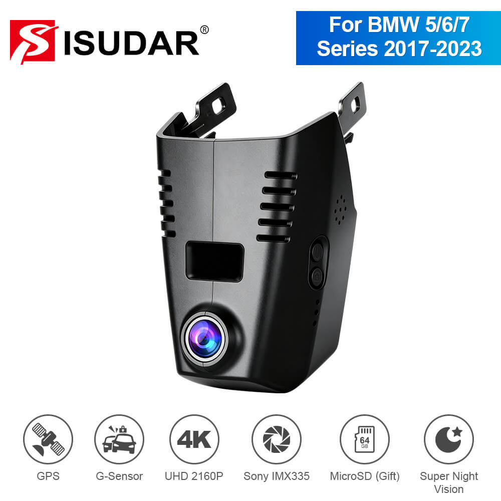 ISUDAR 2026 OEM Dash Cam | 4K UHD | Sony Sensor | WiFi App | For BMW G30 G31 G38 G11 G12 G32 M5 F90 2017-2023; 5/6/7 series 530i 540i 520i 520d 530d 540d With Probe