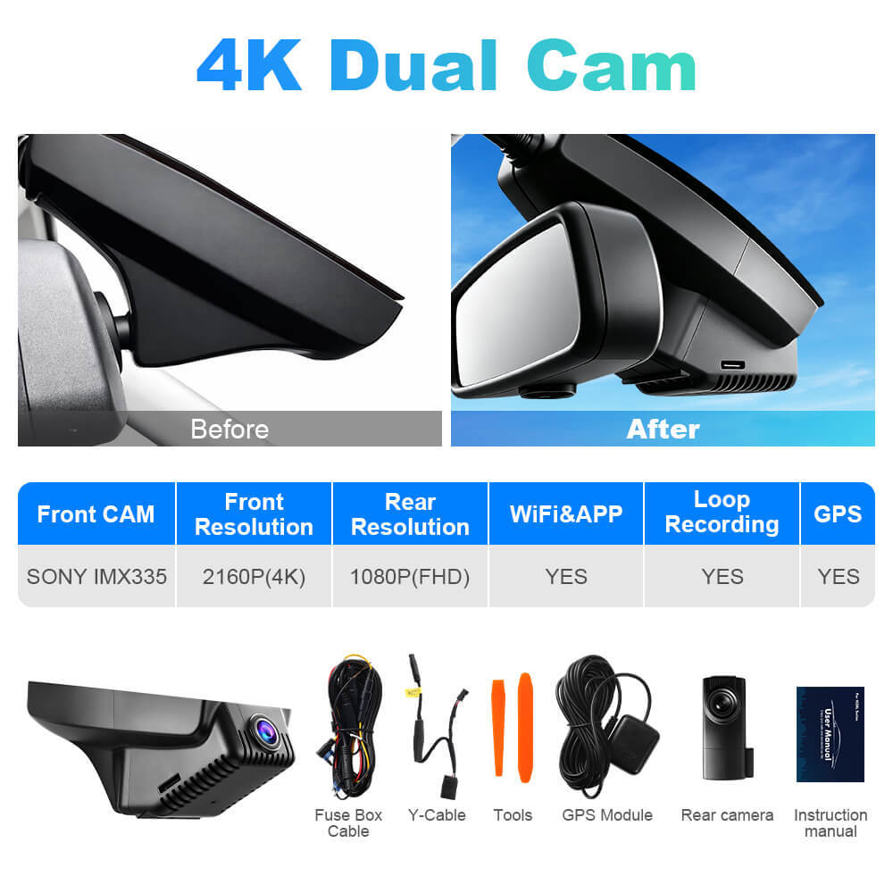 ISUDAR 2026 OEM Dash Cam | 4K UHD | Sony Sensor | WiFi App | For BMW X1 E84/ X5 E70/ X6 E71 E72 E81 E82 E87 E88 E60 E61 E66 E90 E91 E92 E93 2005-2012