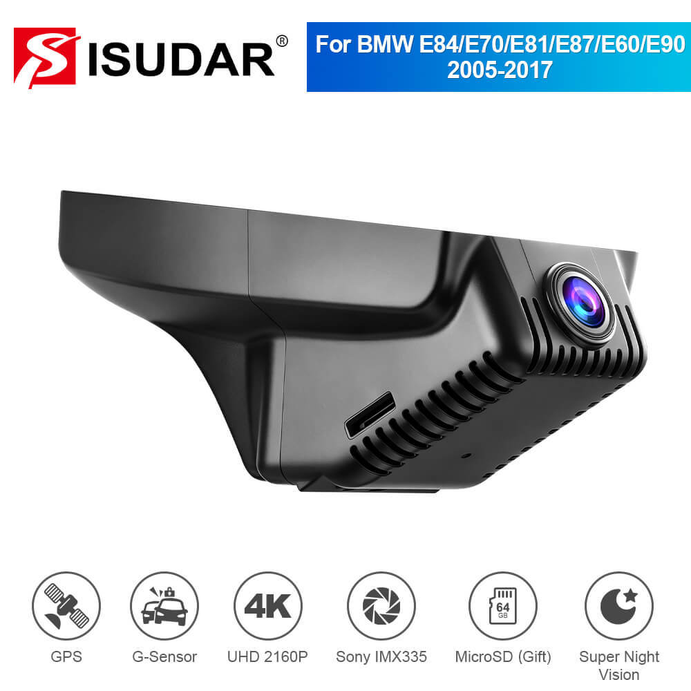 ISUDAR 2026 OEM Dash Cam | 4K UHD | Sony Sensor | WiFi App | For BMW X1 E84/ X5 E70/ X6 E71 E72 E81 E82 E87 E88 E60 E61 E66 E90 E91 E92 E93 2005-2012