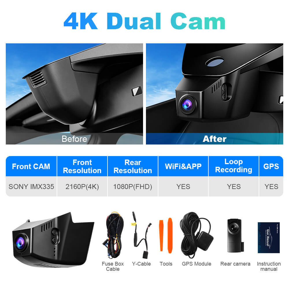 ISUDAR 2026 OEM Dash Cam | 4K UHD | Sony Sensor | WiFi App | For Volkswagen Atlas/ Passat B8/ Golf/ Polo/Tiguan/Touran/Virtus/ Arteon