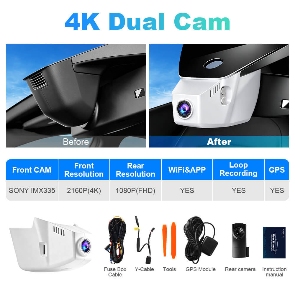 ISUDAR 2026 OEM Dash Cam | 4K UHD | Sony Sensor | WiFi App | For Volkswagen Atlas/ Passat B8/ Golf/ Polo/Tiguan/Touran/Virtus/ Arteon