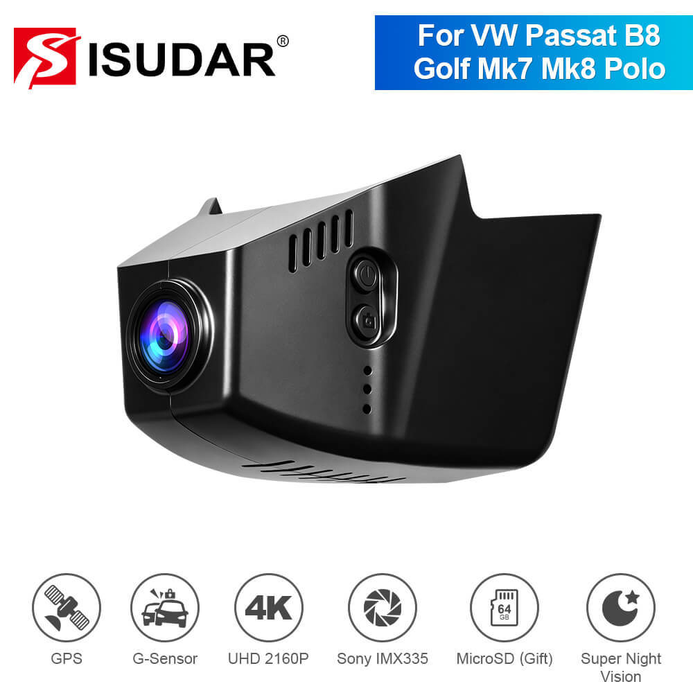 ISUDAR 2026 OEM Dash Cam | 4K UHD | Sony Sensor | WiFi App | For Volkswagen Atlas/ Passat B8/ Golf/ Polo/Tiguan/Touran/Virtus/ Arteon