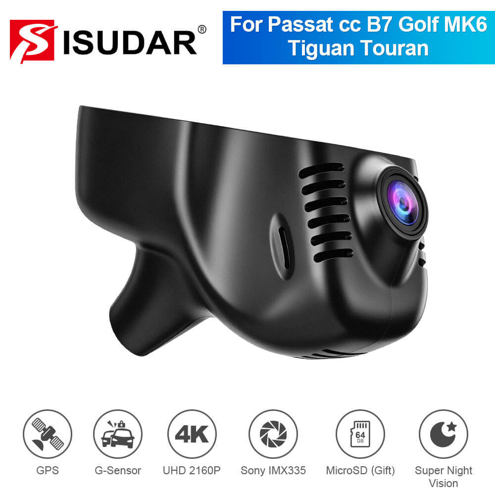 ISUDAR 2026 OEM Dash Cam | 4K UHD | Sony Sensor | WiFi App | For VW Passat CC B7 Tiguan Touran Golf MK6 Scirocco 2010-2015
