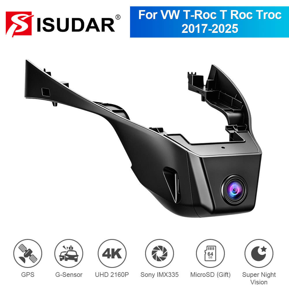 ISUDAR 2026 OEM Dash Cam | 4K UHD | Sony Sensor | WiFi App | For Volkswagen T-Roc T Roc Troc 2017-2025