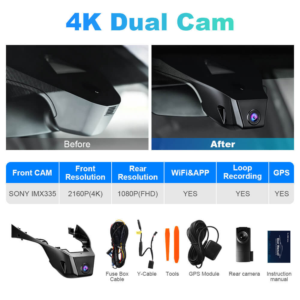 ISUDAR 2026 OEM Dash Cam | 4K UHD | Sony Sensor | WiFi App | For Volkswagen T-Roc T Roc Troc 2017-2025