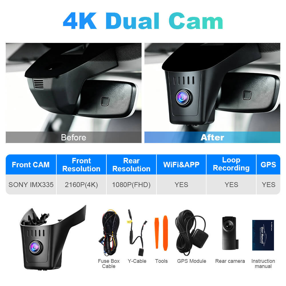 ISUDAR 2026 OEM Dash Cam | 4K UHD | Sony Sensor | WiFi App | For Touareg 3 CR7 CR 7 2019-2023