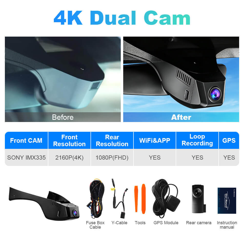 ISUDAR 2026 OEM Dash Cam | 4K UHD | Sony Sensor | WiFi App | For Volkswagen ID.4 ID.5 ID4 ID5 2020-2024