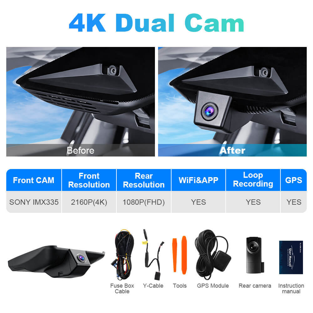 ISUDAR 2026 OEM Dash Cam | 4K UHD | Sony Sensor | WiFi App | For Toyota BZ4X 2022-2026