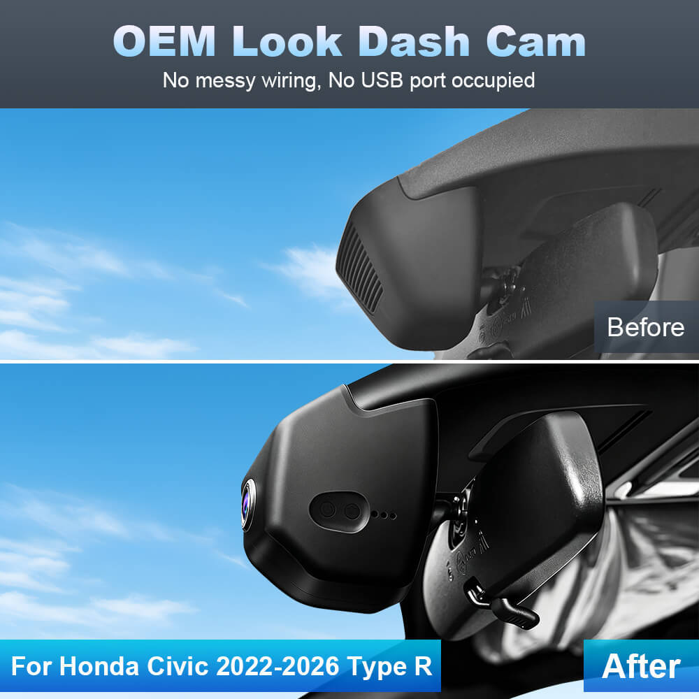 ISUDAR 2026 OEM Dash Cam | 4K UHD | Sony Sensor | WiFi App | For Honda Civic 2022-2026 Type R
