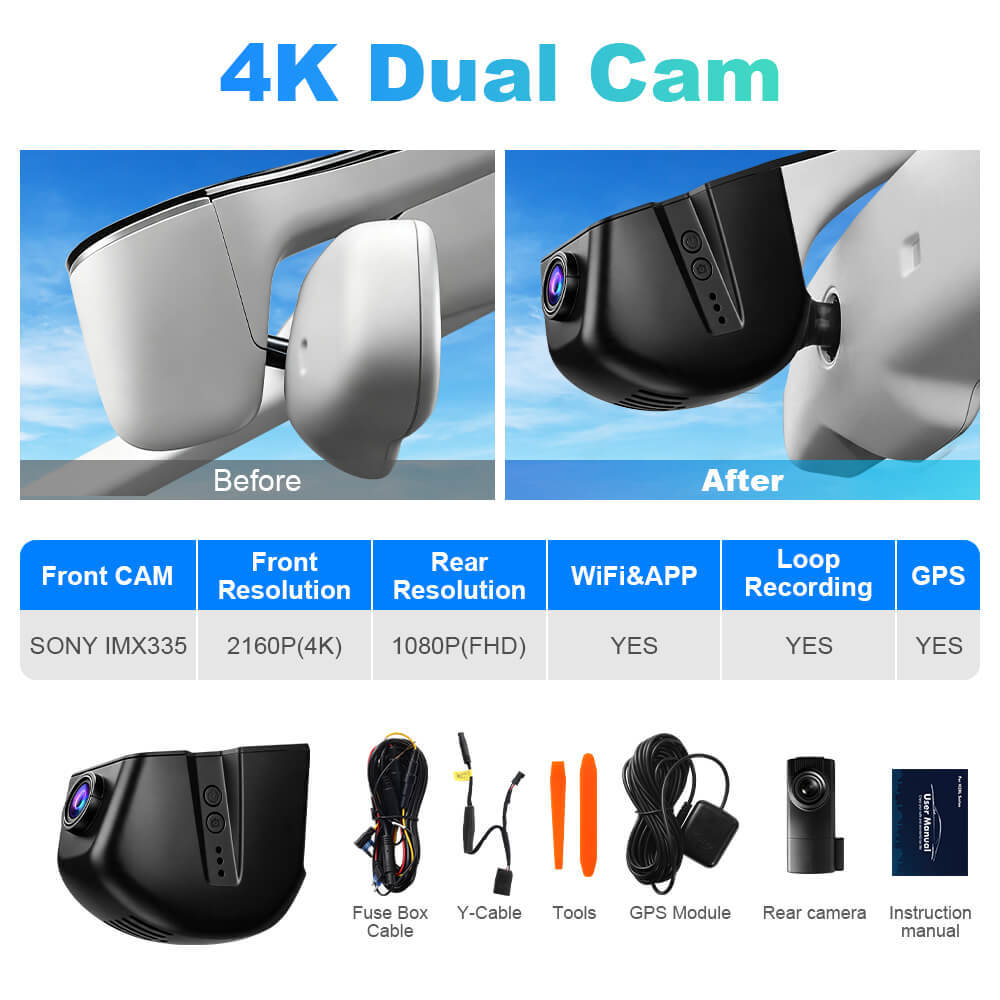 ISUDAR 2026 OEM Dash Cam | 4K UHD | Sony Sensor | WiFi App | For Audi 2004-2012 A1 A3 A4 A5 A6 A7 A8 Q3 Q5 Q7 TT
