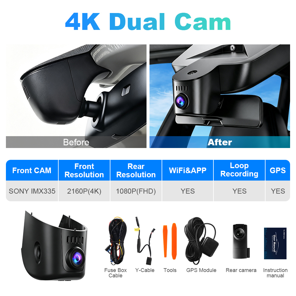 ISUDAR 2026 OEM Dash Cam | 4K UHD | Sony Sensor | WiFi App | For Audi 2017-2022 A1 A3 A4 A5 A7 A8 Q2 Q3... TT