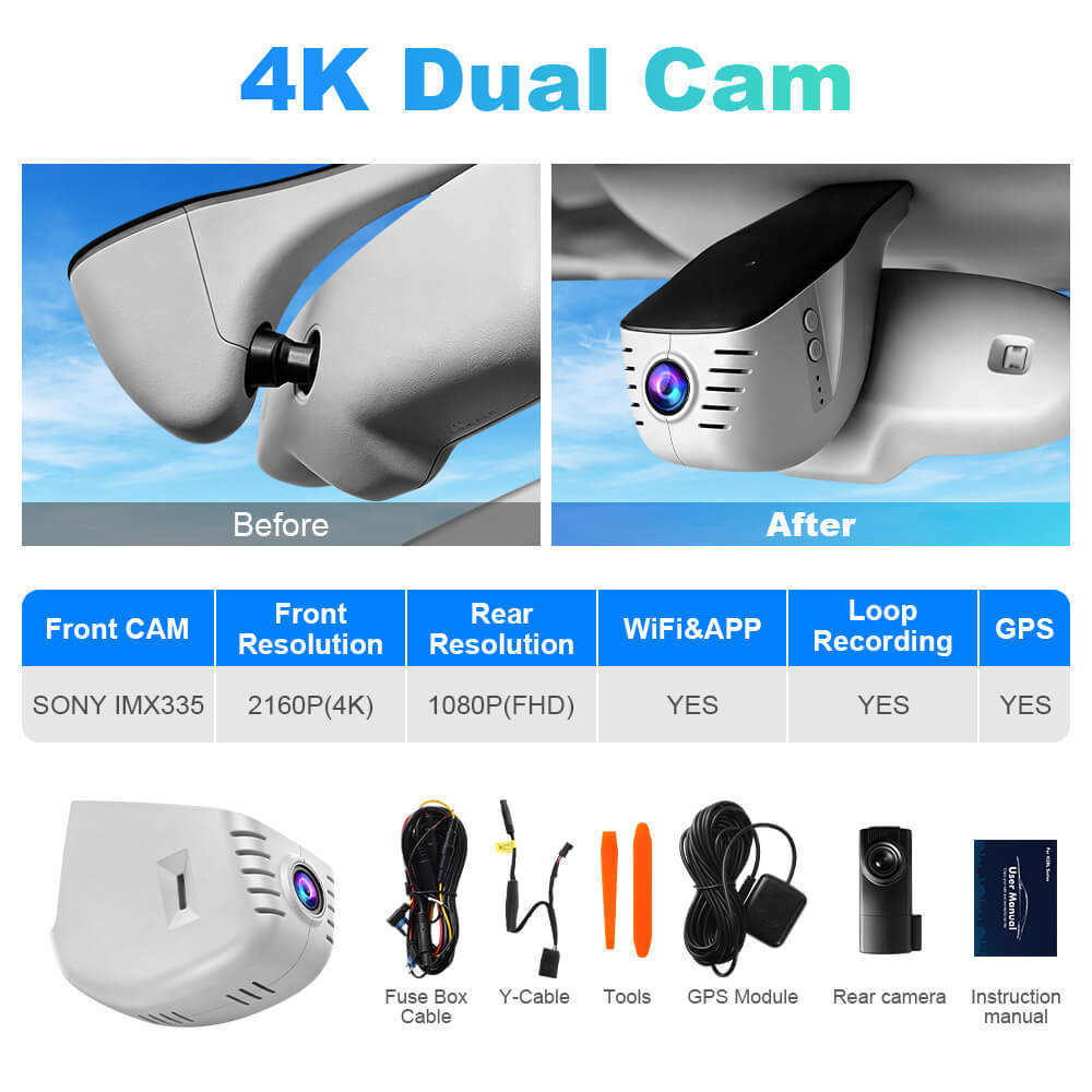 ISUDAR 2026 OEM Dash Cam | 4K UHD | Sony Sensor | WiFi App | For Audi 2013‑2016 A1 A3 A4 A5 A7 A8 Q2 Q3 Q5 Q7 Q8 S RS TT