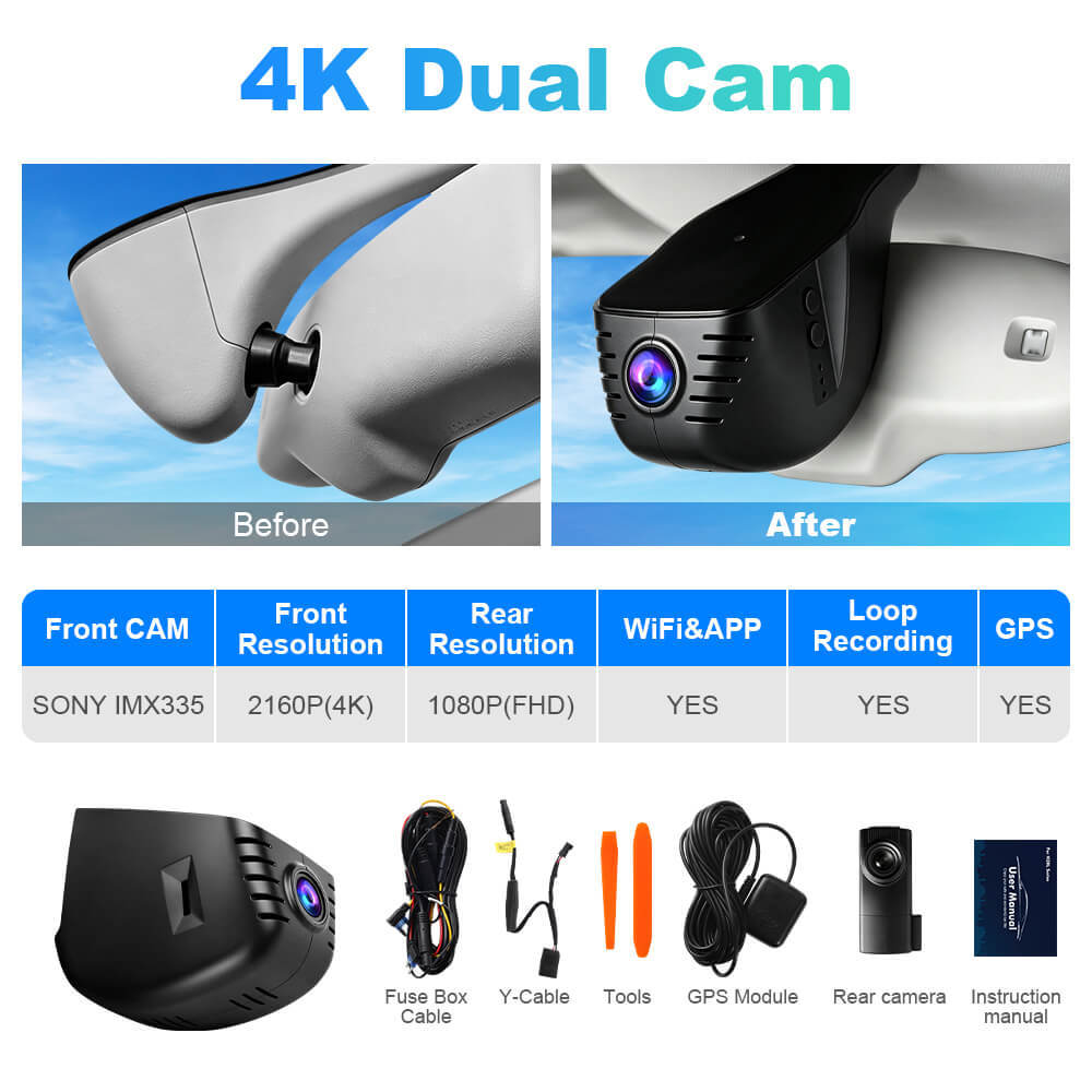ISUDAR 2026 OEM Dash Cam | 4K UHD | Sony Sensor | WiFi App | For Audi 2013‑2016 A1 A3 A4 A5 A7 A8 Q2 Q3 Q5 Q7 Q8 S RS TT