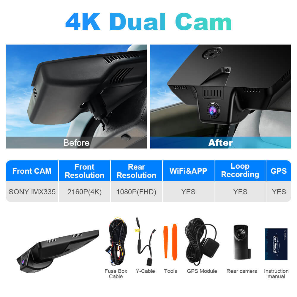 ISUDAR 2026 OEM Dash Cam | 4K UHD | Sony Sensor | WiFi App | For Hyundai Santa Cruz/ Tucson 2022-2026
