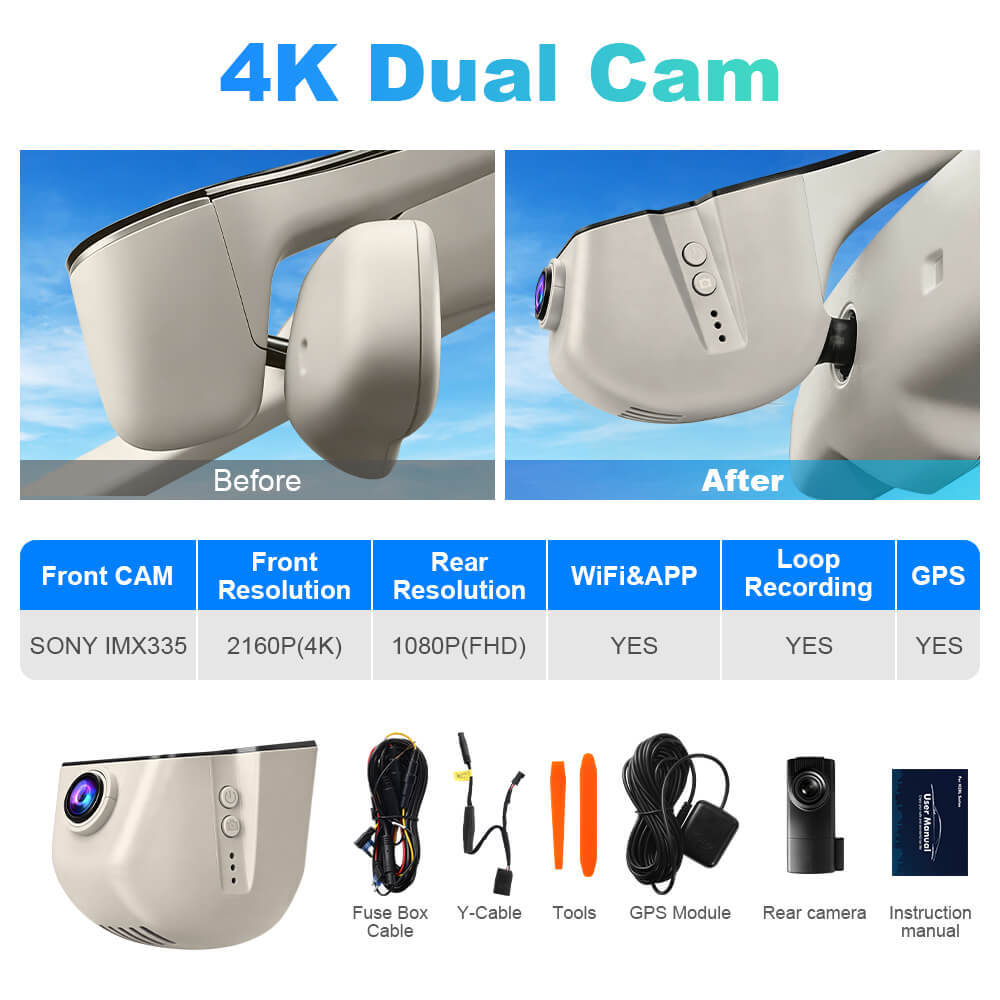 ISUDAR 2026 OEM Dash Cam | 4K UHD | Sony Sensor | WiFi App | For Audi 2004-2012 A1 A3 A4 A5 A6 A7 A8 Q3 Q5 Q7 TT