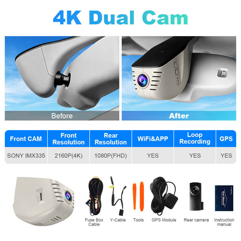 ISUDAR 2026 OEM Dash Cam | 4K UHD | Sony Sensor | WiFi App | For Audi 2013‑2016 A1 A3 A4 A5 A7 A8 Q2 Q3 Q5 Q7 Q8 S RS TT