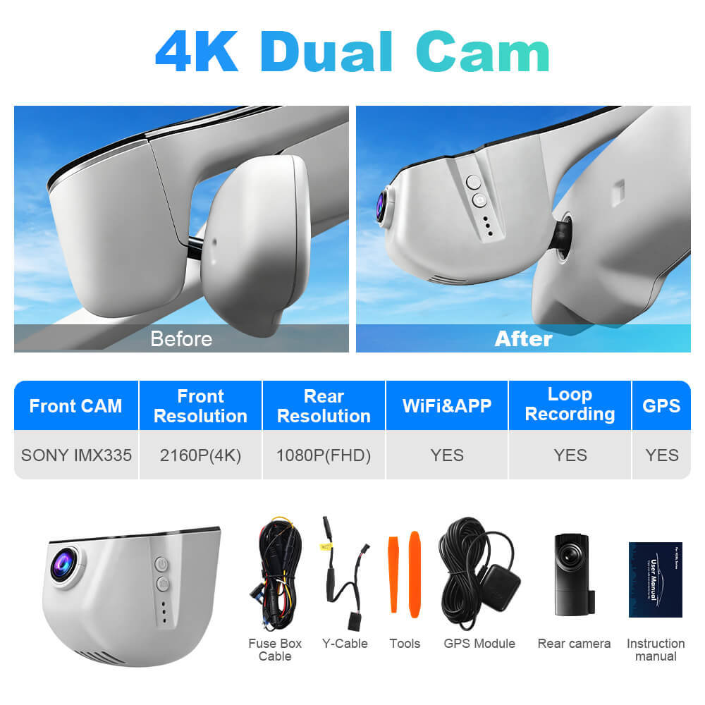 ISUDAR 2026 OEM Dash Cam | 4K UHD | Sony Sensor | WiFi App | For Audi 2004-2012 A1 A3 A4 A5 A6 A7 A8 Q3 Q5 Q7 TT