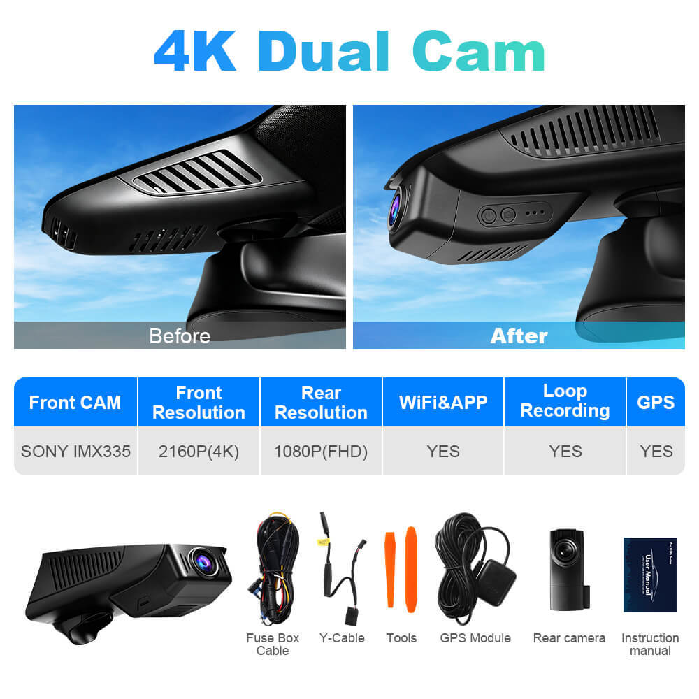 ISUDAR 2026 OEM Dash Cam | 4K UHD | Sony Sensor | WiFi App | For Mercedes-Benz C-Class / GLC-Class / E-Class