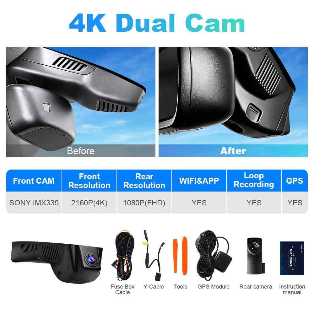 ISUDAR 2026 OEM Dash Cam | 4K UHD | Sony Sensor | WiFi App | For Golf Sportsvan 7, Polo, Passat B8, Bora, Touran, Tiguan, Magotan B8, Jetta and more