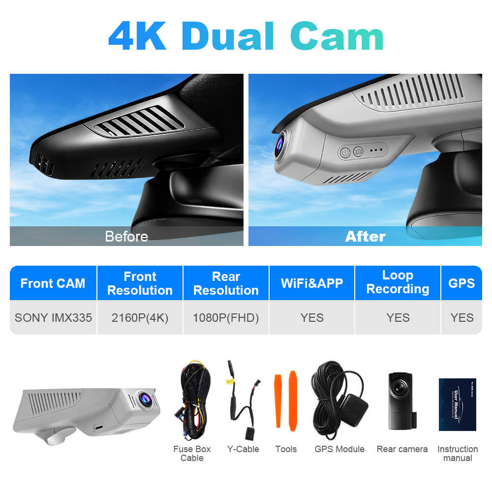 ISUDAR 2026 OEM Dash Cam | 4K UHD | Sony Sensor | WiFi App | For Mercedes-Benz C-Class / GLC-Class / E-Class