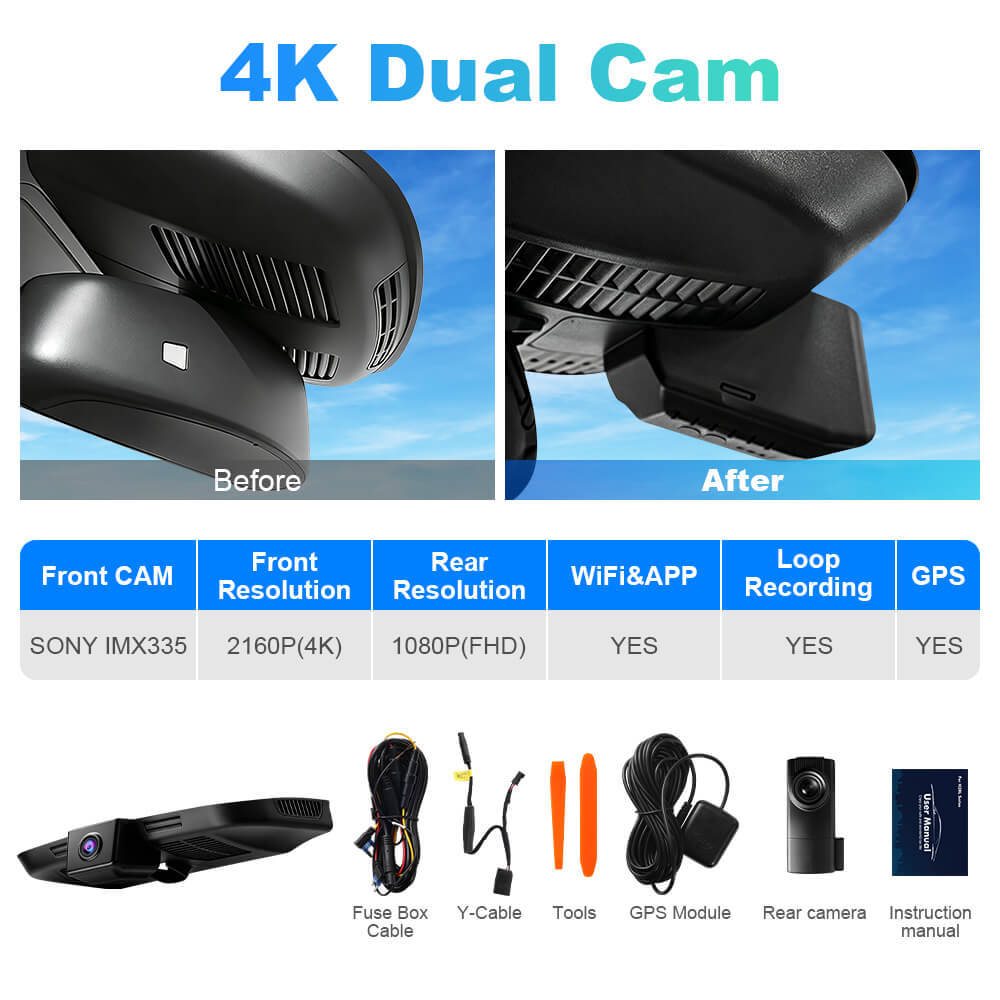 ISUDAR 2026 OEM Dash Cam | 4K UHD | Sony Sensor | WiFi App | For Mercedes‑Benz V‑Class/EQV/e‑Vito/Valente/Metris/Vito(W447 Platform)