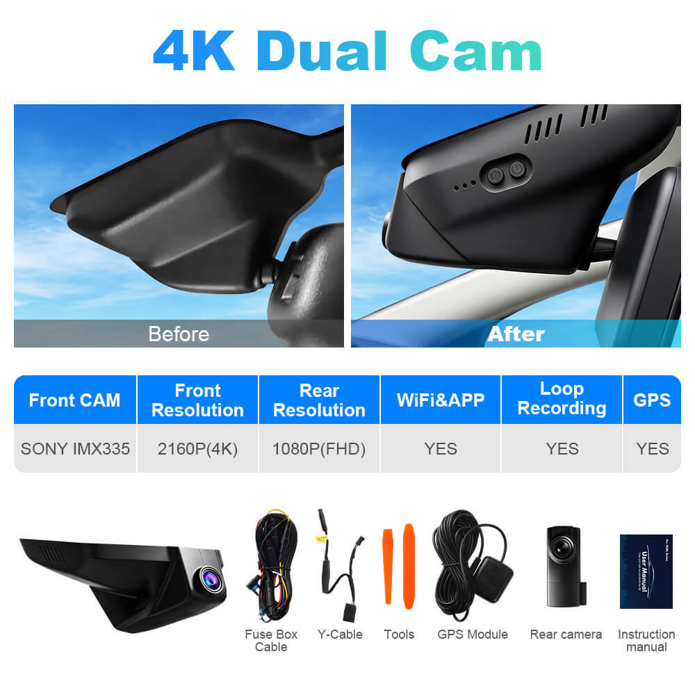 ISUDAR 2026 OEM Dash Cam | 4K UHD | Sony Sensor | WiFi App | For Peugeot 408 T7 T9 Mk1 Mk2 2010-2025