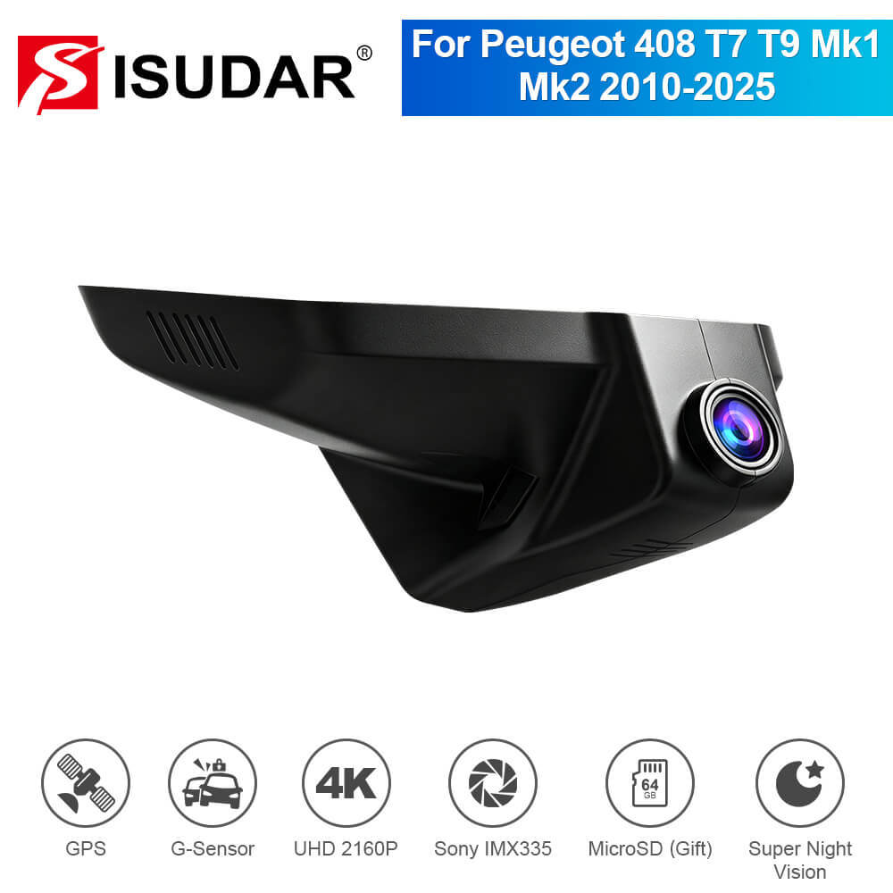 ISUDAR 2026 OEM Dash Cam | 4K UHD | Sony Sensor | WiFi App | For Peugeot 408 T7 T9 Mk1 Mk2 2010-2025
